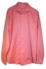 PHILIPPE PERZI VIENNA ELEGANT RED HERRINGBONE TWILL SHIRT UK 16.5" EU 42cm