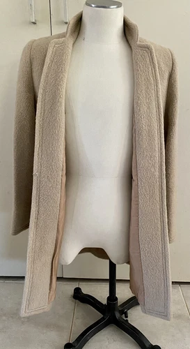 Vintage SANRO MELBOURNE Womens Jacket Coat Size 12 40% Wool 30% Mohair Beige - Picture 4 of 8