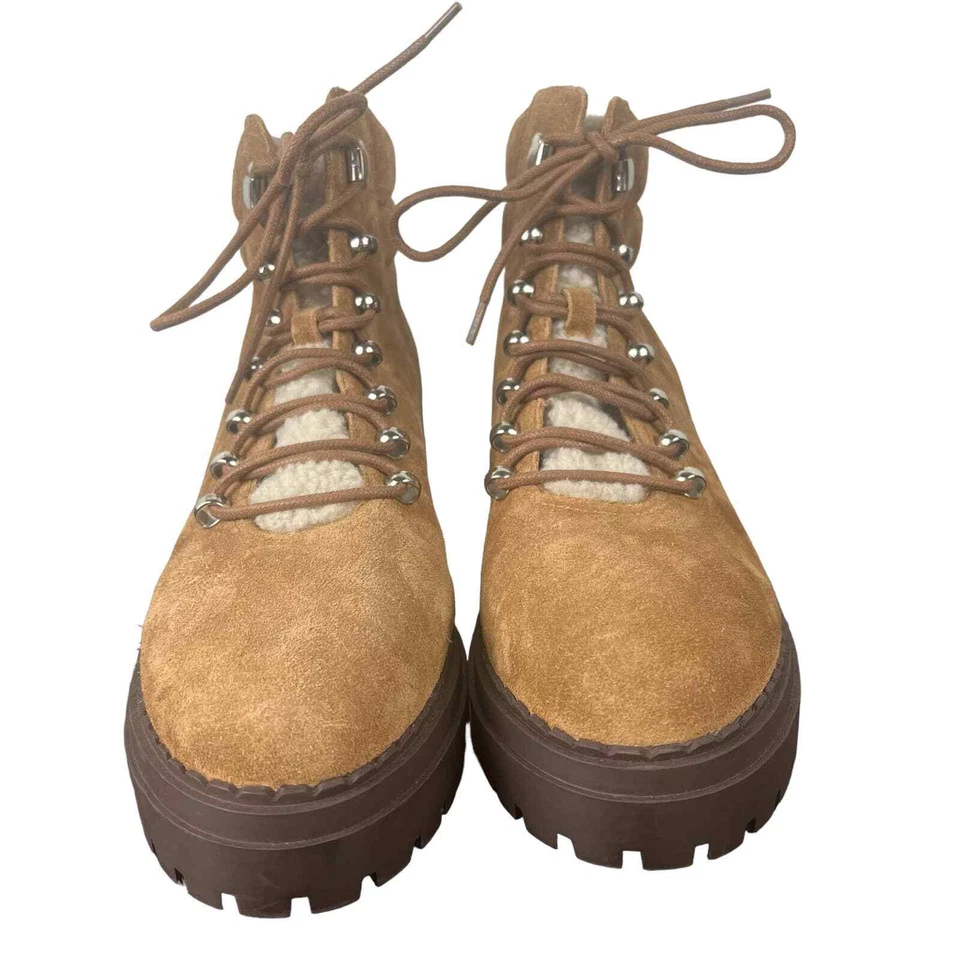 BOTAS DE SENDERISMO MARC FISHER LTD NAIRY IMITACIÓN PIEL RIBETE EN MARRÓN NUEVAS SIN ETIQUETAS PARA MUJER TALLA 11 - Imagen 3 de 4