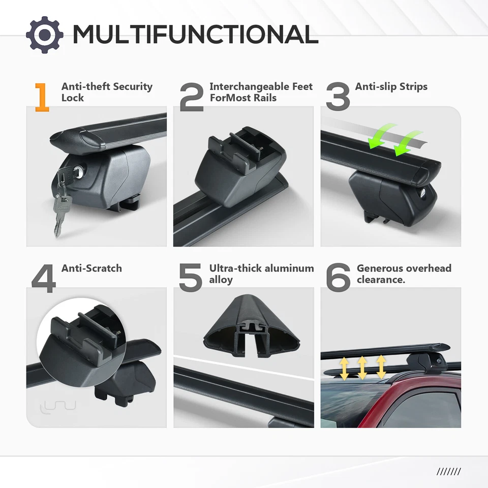 Heavy Duty 350 LBS Roof Rack Cross Bar for 2016-2024 Hyundai Tucson w/ Side Rail - Imagem 3 de 4