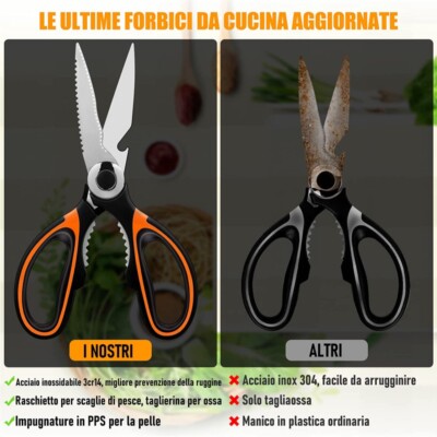 Forbici Multifunzione In Acciaio Inox Con Coprifilo, Ergonomiche, Per Cucina, Carta, Noce E Stoffa