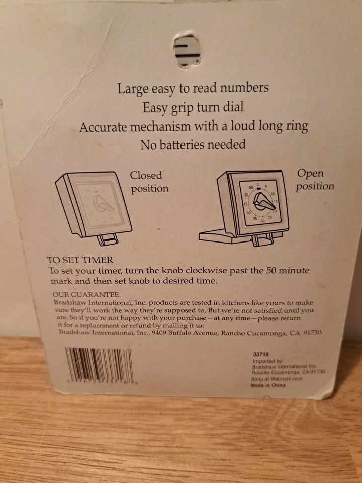 New Flip open Compact 60 Min Timer by Good Cook - Turn Knob w/ Bell, New In Pack - Image 2 of 2