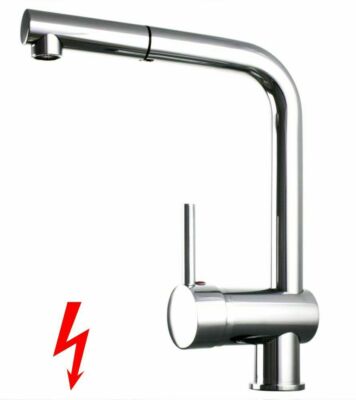 Spültischmischer mit herausziehbarem Auslauf, Chrom, Niederdruck, Küchenarmatur