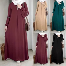 Womens Muslim Maxi Dress Abaya Cocktail Party Kaftan Robes Gown Evening Dress