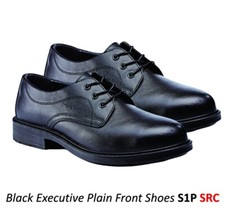 Mens Executive Black Leather Shoe Steel Toe Cap Safety Shoes SRC S1P CT418B P