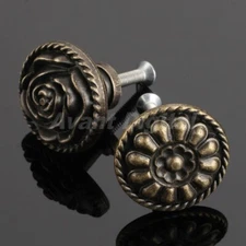 Creative Bronze Flower Drawer Shoe Cabinet Handles Pulls Furniture Small Knobs