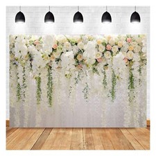 White Rose Floral Theme Photography Background 9x6ft Wedding Bridal Shower We...