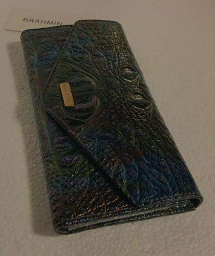 Brahmin Veronica Trifold Envelope Leather Wallet MULTI WESTFIELD Blue NWT NIP - Picture 7 of 11