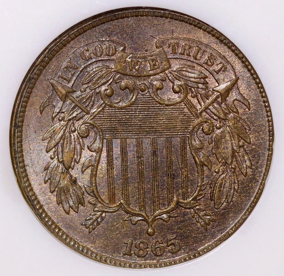 1865 Two Cent Piece NGC MS65 CAC Old Fatty Holder - Flashy PQ Great Eye Appeal - Image 4 of 4
