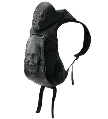 Skull Studded Hoodie w/ Attached Backpack Vest Vinyl Polyester | eBay