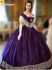 Victorian Purple Ball Gowns Civil War Southern Belle Evening Dresses Scarlett