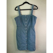 Rue21 Denim Dress Button Front Mini Dress Casual Sleeveless Blue Size L