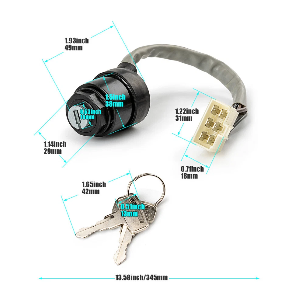 NEW Ignition Switch & Key FOR Kawasaki Mule 500 550 2500 2510 2520 2020 2030 - Image 2 of 4