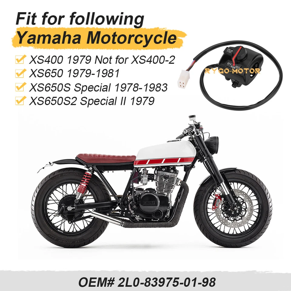 Interruptor de parada de arranque del acelerador del manillar derecho para Yamaha XS400 XS650 XS650S XS650S2 Foto 4 de 4