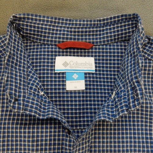 Columbia Mens Shirt Medium Blue Plaid Check Pocket Cotton Button Collared - Picture 3 of 11