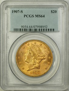 Details About 1907 S 20 Liberty Head Double Eagle Gold Coin Pcgs Ms 64 Np