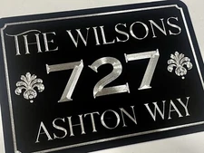 Engraved Personalized Custom House Home Number Street Address Metal Sign 10x7