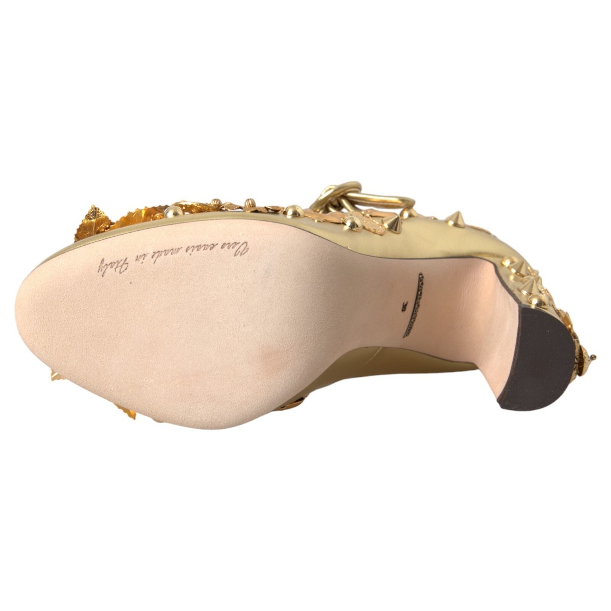 DOLCE & GABBANA キムヘルトミティスカト F4CMWTFUGPH N0000 DOLCE & GABBANA Shoes Gold Leather Crystal Mary Janes Pumps
