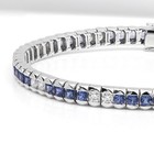 Blue Sapphire Tennis Bracelet Natural Diamonds & 18k White Gold Tennis Bracelet — photo 1