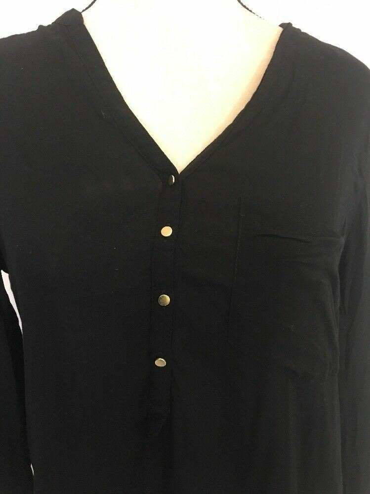 Zara Womens Solid Black Button Down Long Sleeve B… - image 2