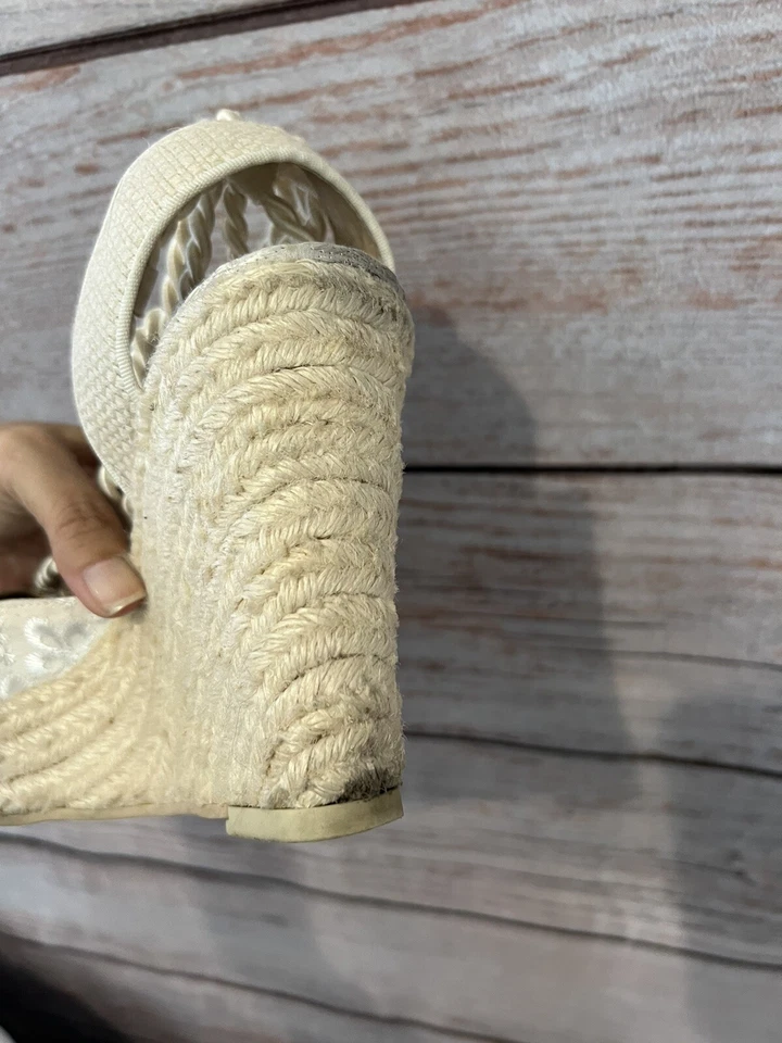 Jessica Simpson 奶油楔形厚底领带踝/小腿女式 US 7.5B 码 — 第 4/4 张图片