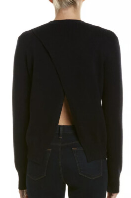 Celine Black Cashmere Sweater Cross Back NWOT $900 Size Small