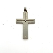 Edelstahl Anhänger Mit Natürlichem Diamant 0,03 ct Kreuz 1" X 1 1/2"