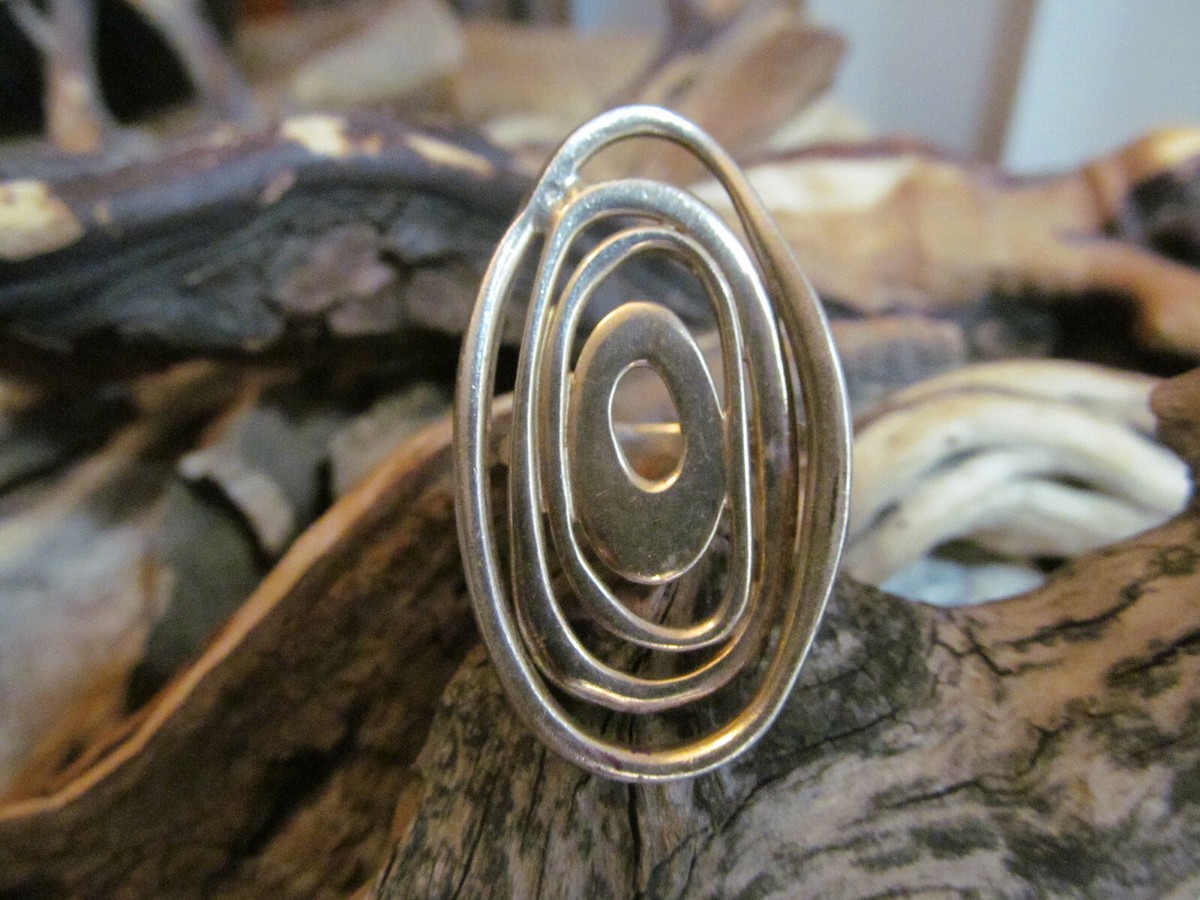 Vintage GF Modernist 925 Sterling Silver Swirl Ring 13.3g, 6.25