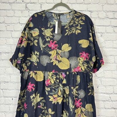 zanzea boho dress NWT Zanzea Art To Wear Floral Maxi Dress Colorful Lagenlook Boho Womens  XXXL