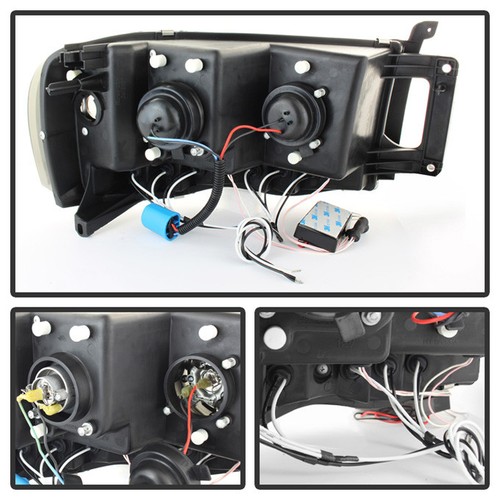 Se adapta a 02-05 Ram Negro Ahumado Doble CCFL Halo Proyector Faros LED Izquierdo+Derecho - Imagen 2 de 6