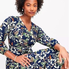 LOFT Blue Floral Midi Dress