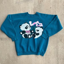 Vintage 1990s Cute Panda Bear Crewneck Sweater Womens Youth Large