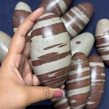 4 Inch Shiva Lingam stone from India -Narmada River -Palm size Shivalingam -1 pc