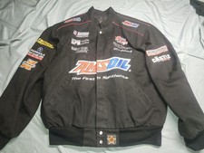 Amsoil Nascar Racing Jacket VTG Bomber JH Design Mens L Made In USA Black ๐บ๐ธ
