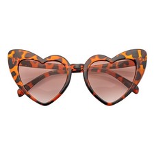 LITTLEHEART - Kids Girls Small Heart Shaped Sunglasses Tortoise Amber Lens