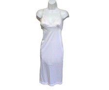 Vanity Fair Nylon Rosette Lace Full Slip Dress Womens S White Elegant Retro wt1