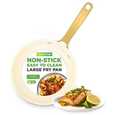 #ad Nutrichef 12#x27;#x27; Large Fry Pan Non stick Pan amp; Silicone Handle Interior Non stick $27.99