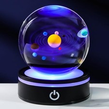 Solar System Model Crystal Ball 80mm 3.14inch - 3D Outer Space Colorful Solar