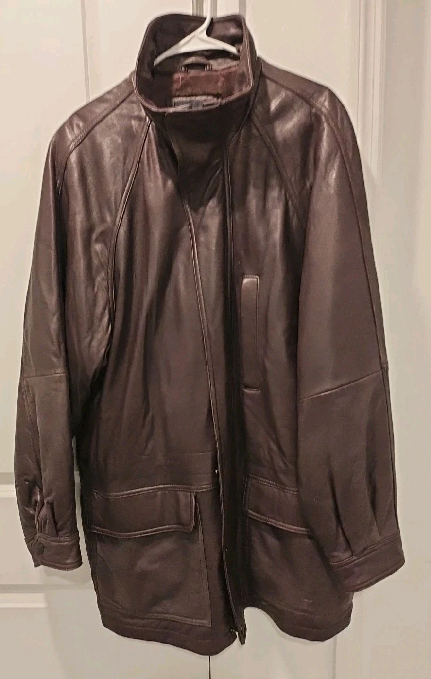 Marc New York Andrew Marc MENS LEATHER JACKET CAR COAT FIELD JACKET SZ L QUILTED