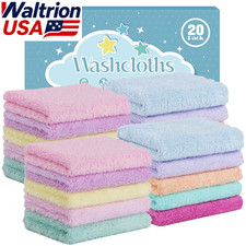 20 Pack Baby Washcloths Microfiber Coral Fleece Towels Newborn Infant Face Body