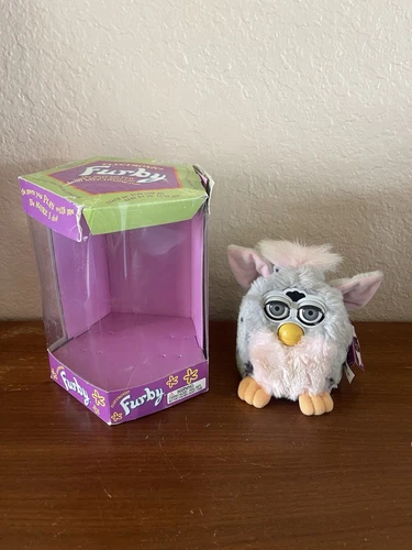 Grey And Pink Furby with Original Box *Tested & Works*