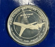 1978 BOEING 727 PEWTER MEDAL 15TH ANNIVERSARY EMPLOYEES COIN CLUB