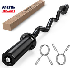 Olympic EZ Curl Barbell Bar 47" Curl Bar with 2 Spring Collars Curling Bar