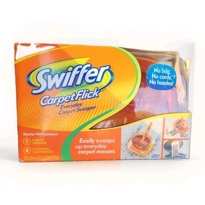 Swiffer Carpet Flick Carpet Sweeper Starter Kit With 4 Cleaning Cartridges NIP