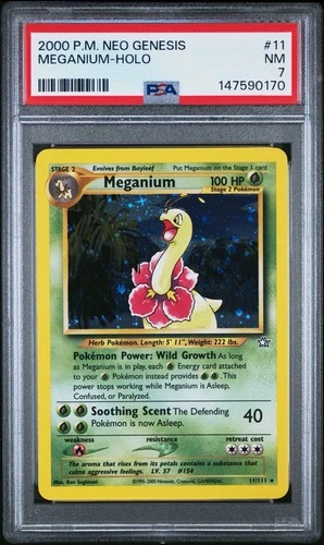 2000 Pokémon TCG Meganium Neo Genesis Holo Rare PSA 7 English 11/111 🌀SWIRL