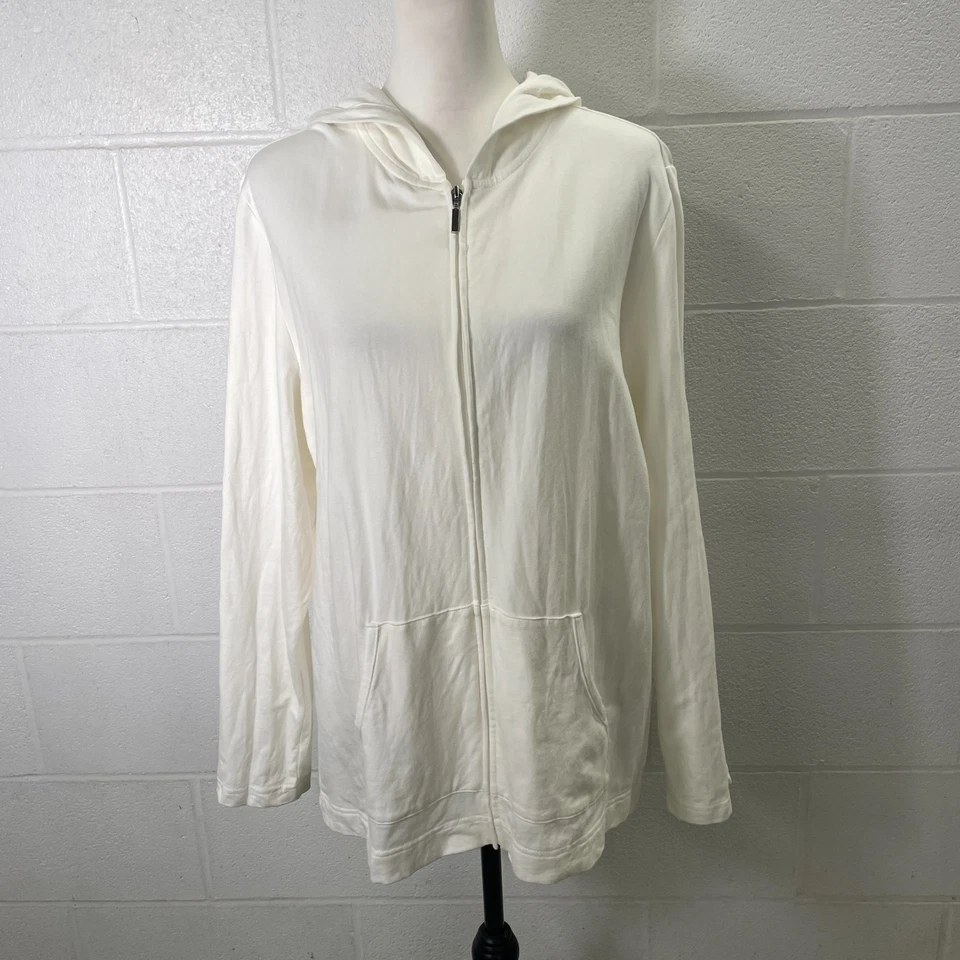 Женская спортивная толстовка с капюшоном Karen Scott большая с белыми длинными рукавами на молнии для улицы - Изображение 2 из 4