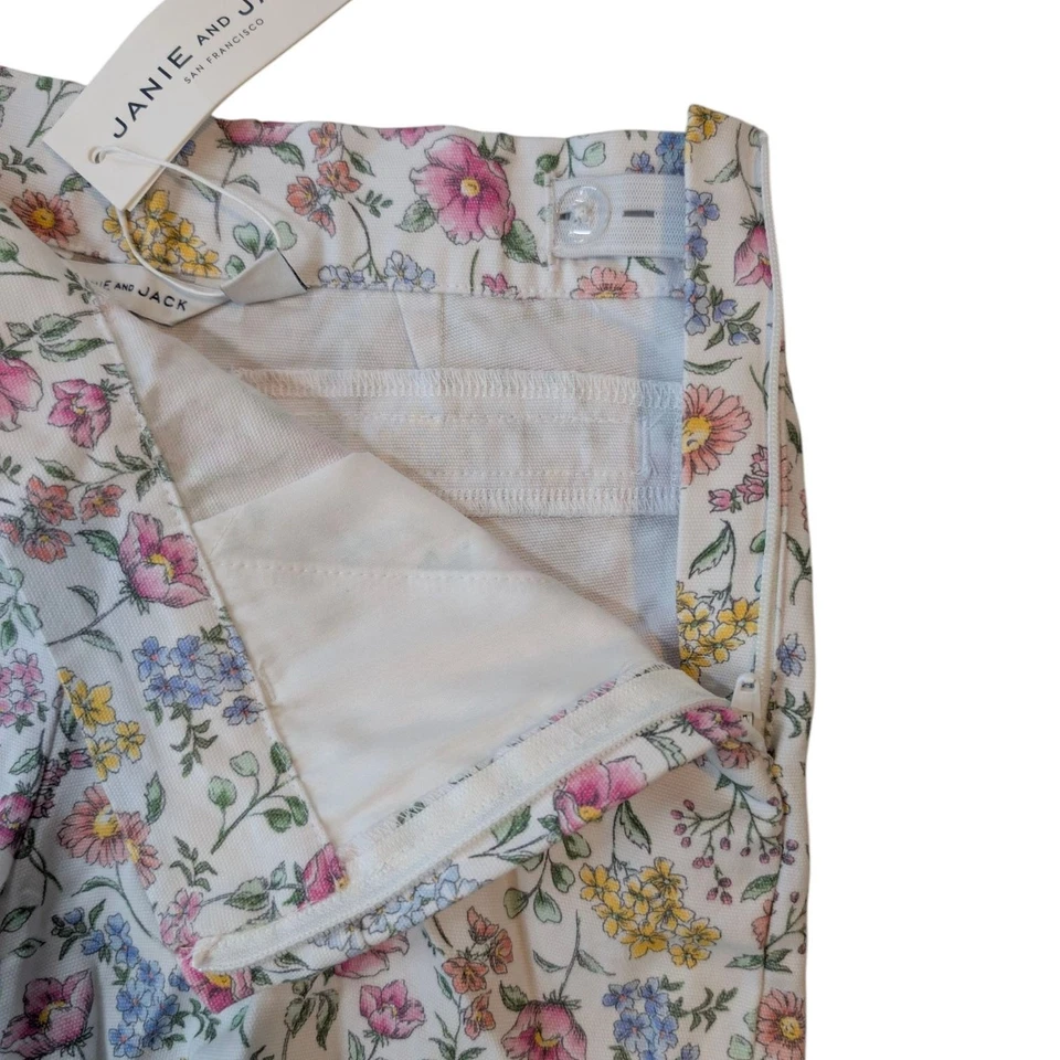 Janie and Jack Floral Shorts Girls Multicolor Side Zip Adjustable Waist Size 8 - Image 3 of 4