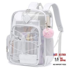 Clear Backpack for School Girls Women, Boys Kids Heavy Duty PVC White