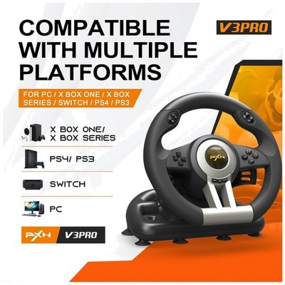 Compact Foldable Pedals Racing Wheel with Secure Mounting