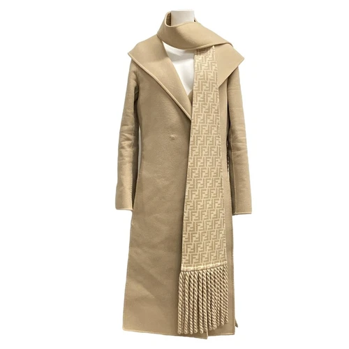 Cappotto donna originale FENDI FF8835 A5HD beige lana seta